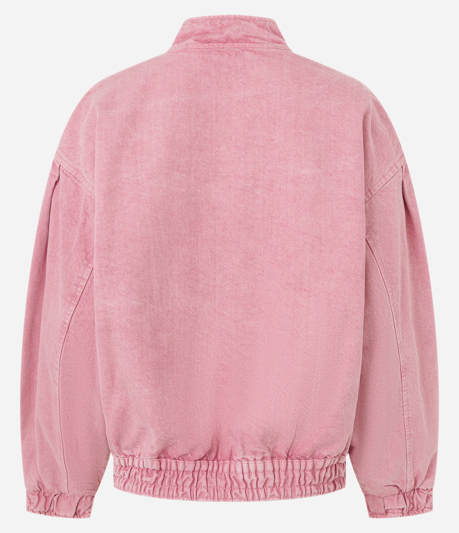 Jaqueta Bomber em Sarja com Botões e Lapelas Rosa 8
