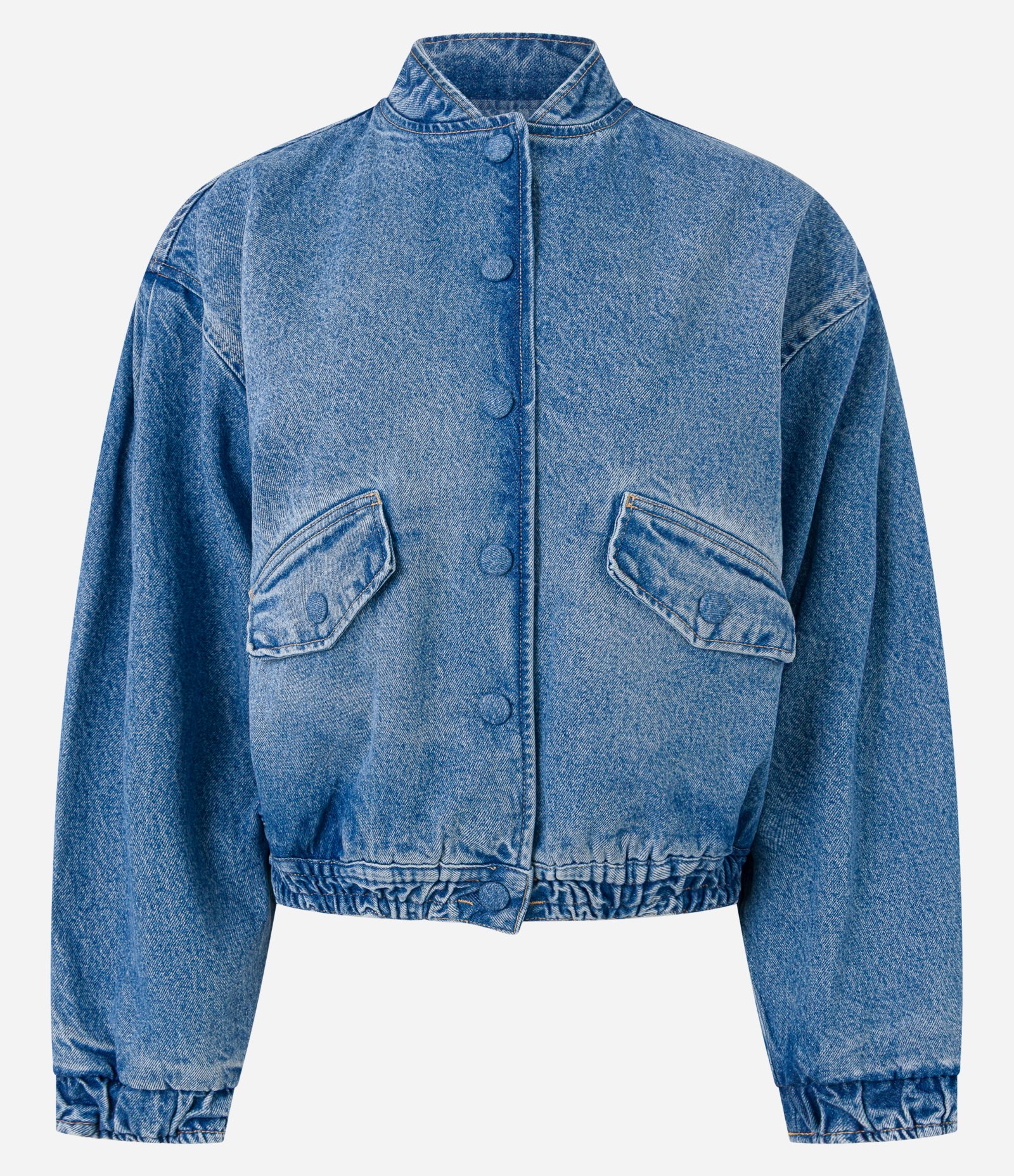 Jaqueta Bomber em Sarja com Botões e Lapelas Médio 6