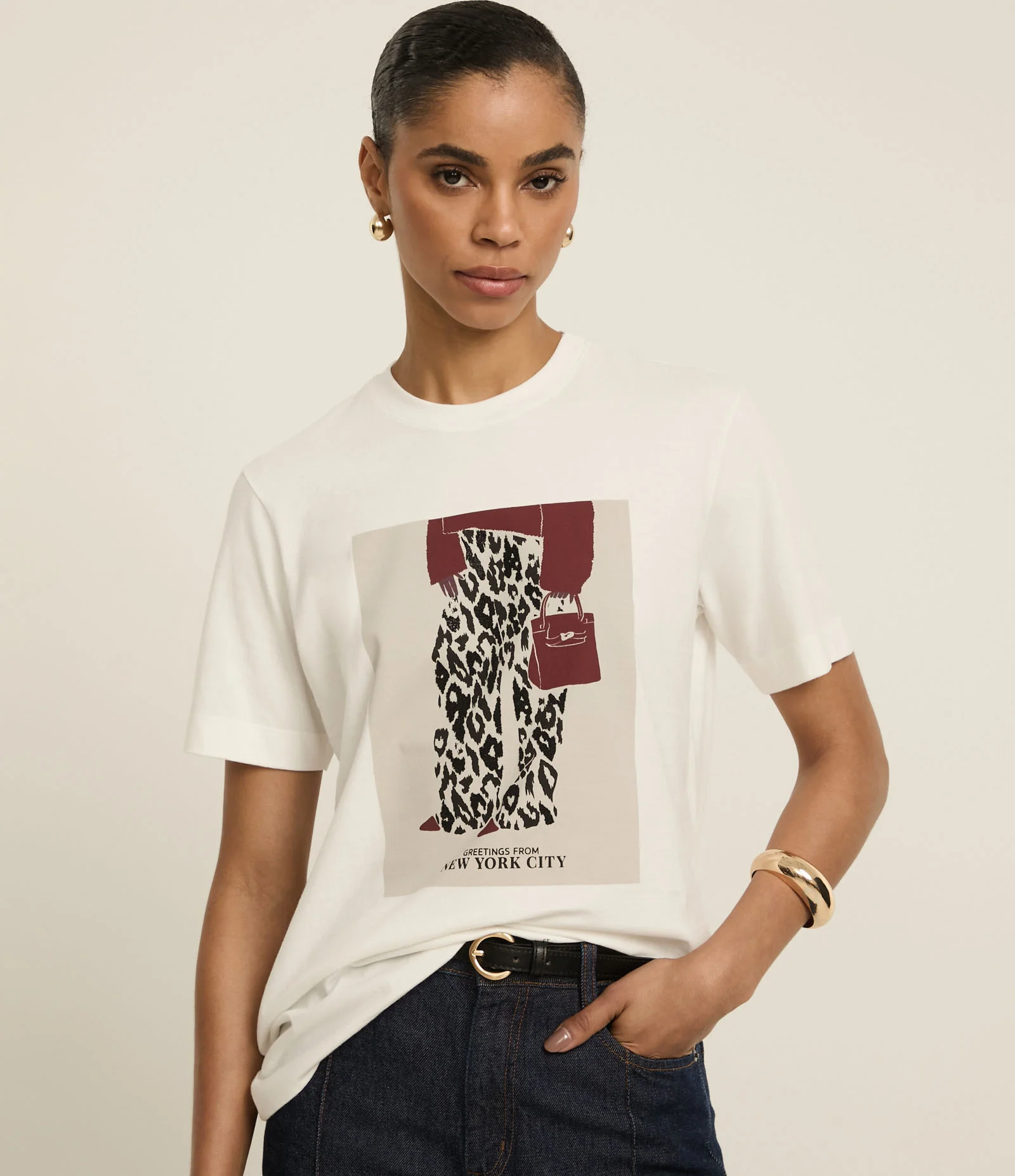 Camiseta T-Shirt em Algodão com Estampa Look Fashion Branco 1