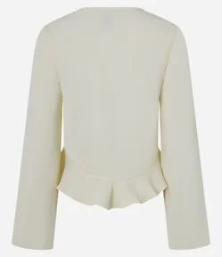 Camisa em Crepe com Efeito Airflow com Amarradinho e Babado