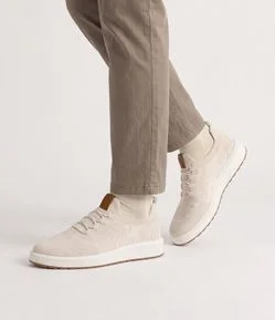 Tênis Casual em Knit com Calce Fácil e Cadarço Elástico Texturizado
