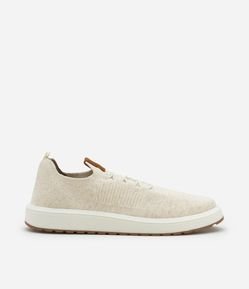 Tênis Casual em Knit com Calce Fácil e Cadarço Elástico Texturizado