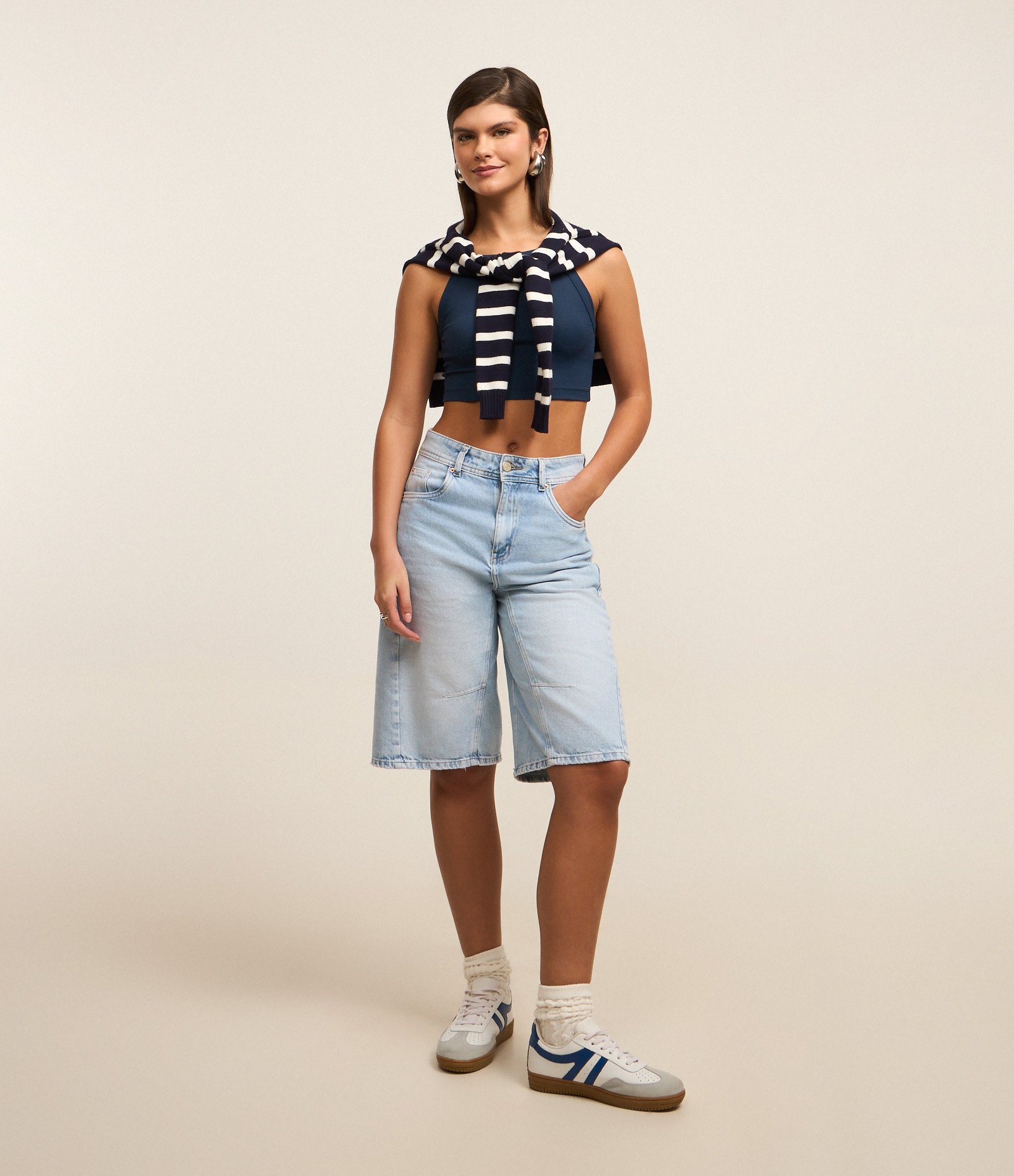 Blusa em Ribana com Gola Halter Azul 2