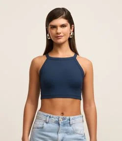 Blusa em Ribana com Gola Halter