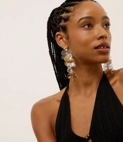 Maxi Brinco em Metal com Flores