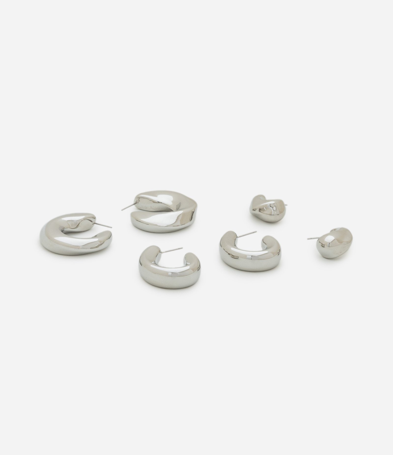 Kit 03 Argolas em Metal Bold Torcidas Prata 2