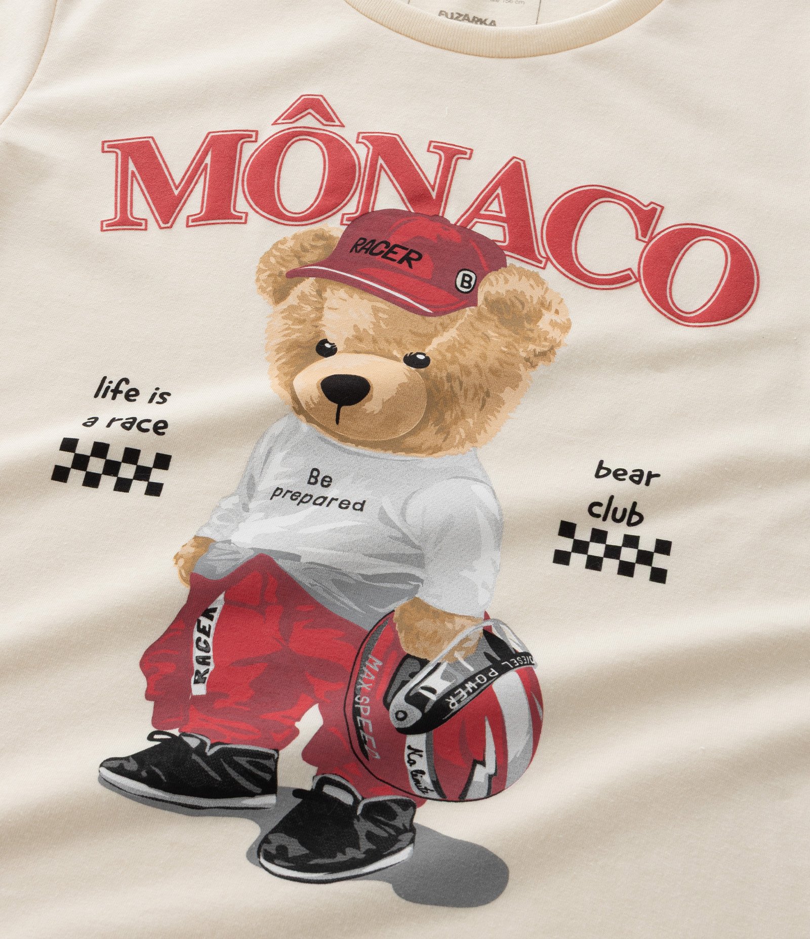 Camiseta Infantil com Estampa Ursinho Piloto - Tam 5 a 14 Anos Bege 5