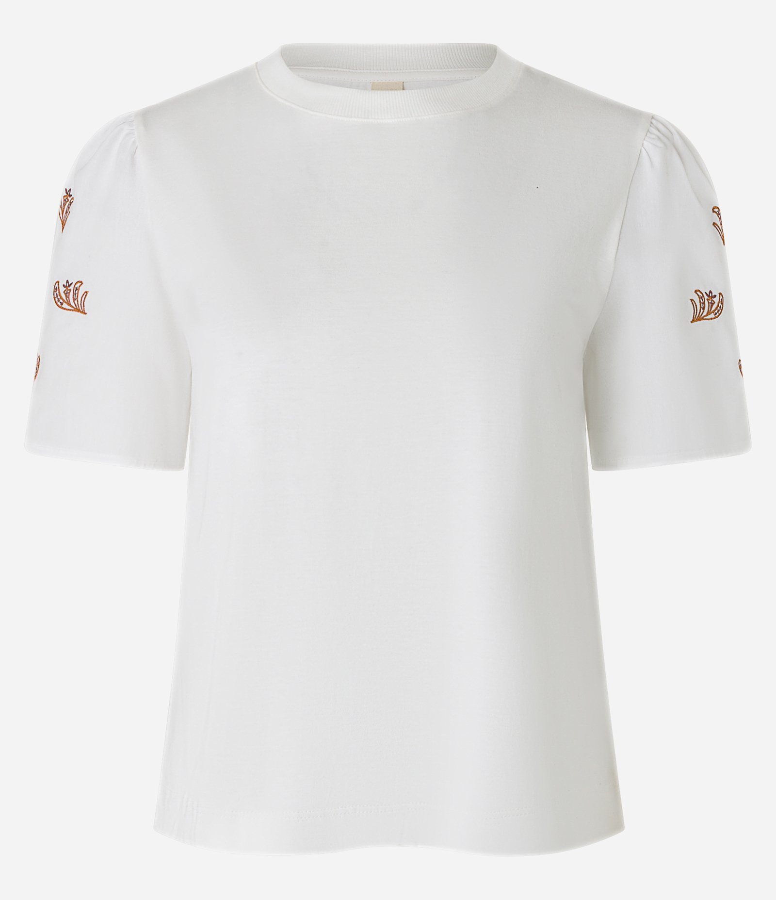 Blusa em Algodão com Bordado de Folhagem na Manga Bufante Branco 5