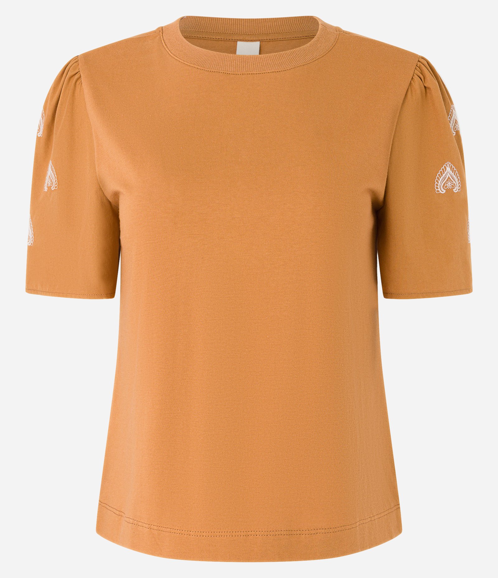 Blusa em Algodão com Bordado Decorativo na Manga Bufante Laranja 5