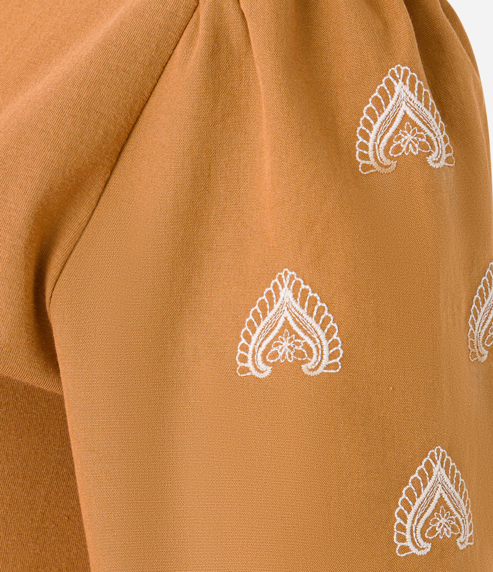 Blusa em Algodão com Bordado Decorativo na Manga Bufante Laranja 6