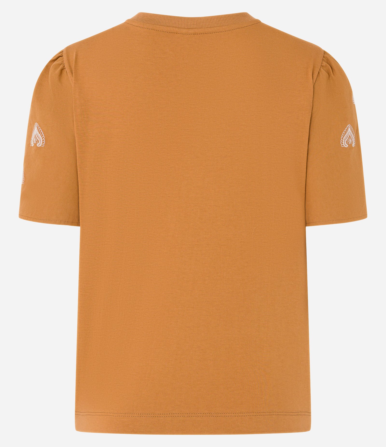 Blusa em Algodão com Bordado Decorativo na Manga Bufante Laranja 7
