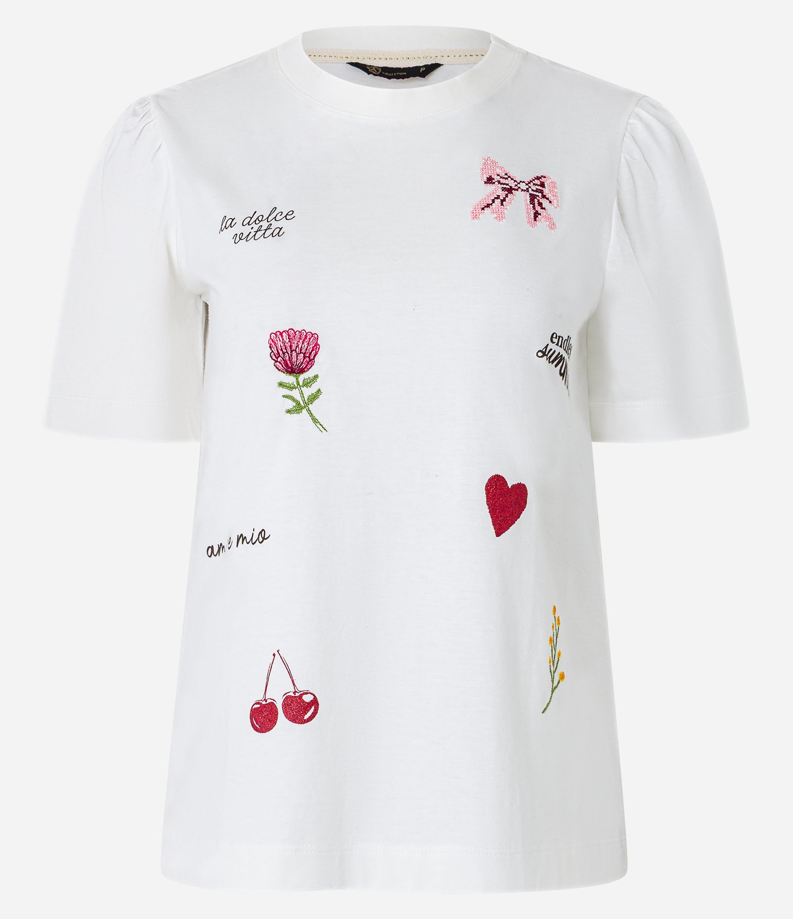Blusa Slim em Algodão com Manga Bufante e Estampa Doodles Off White 5