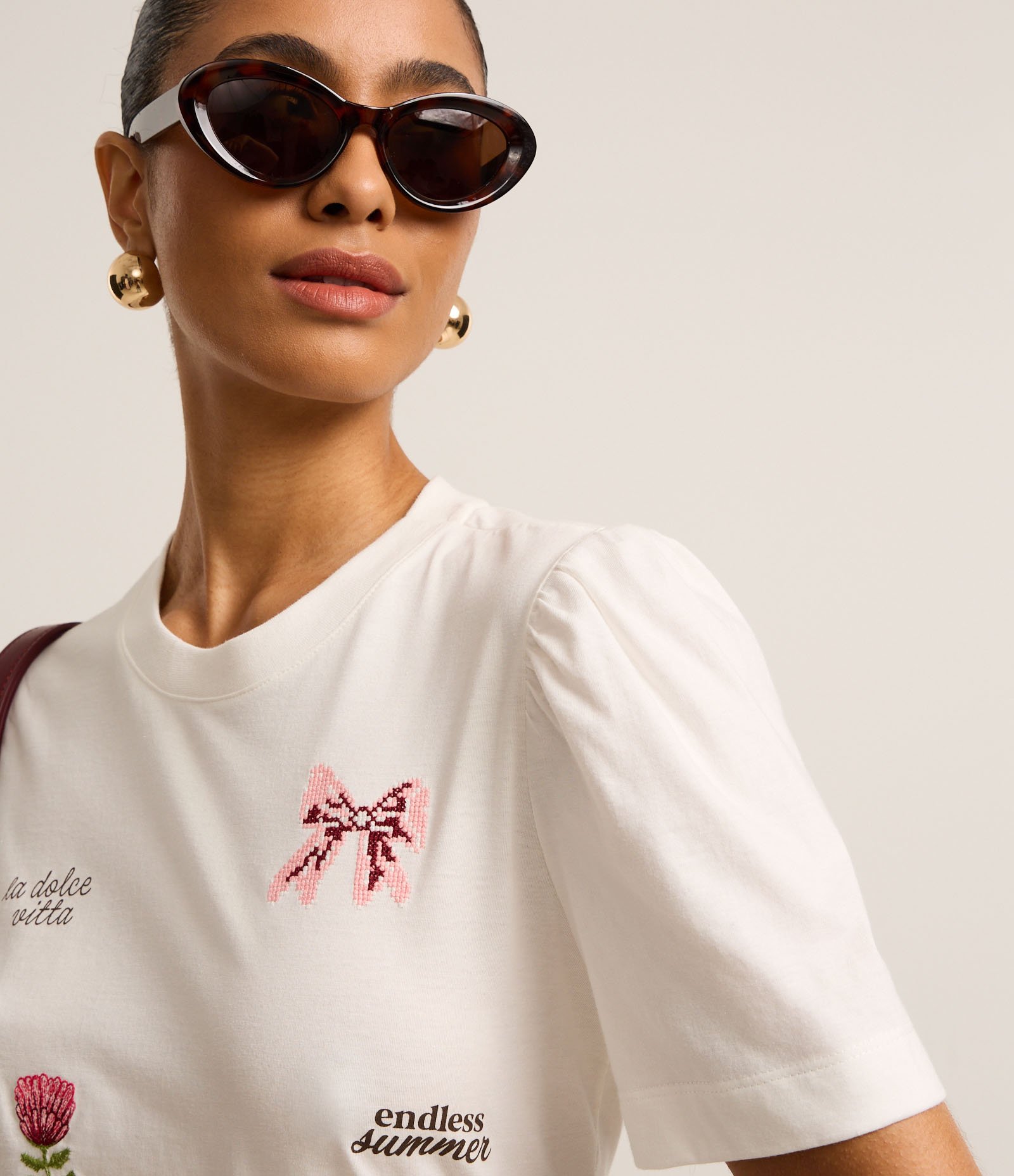 Blusa Slim em Algodão com Manga Bufante e Estampa Doodles Off White 3