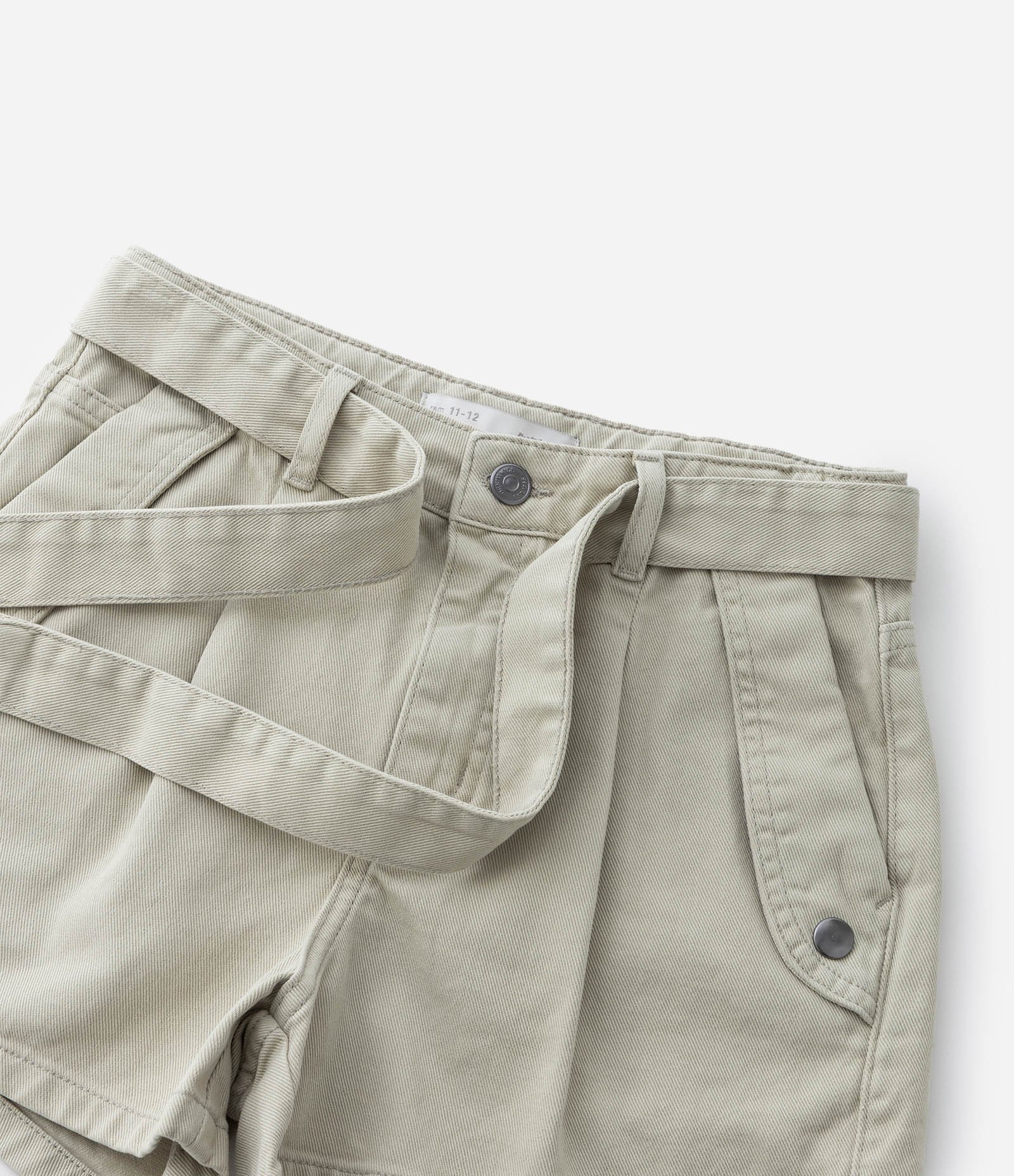 Short Infantil em Sarja com Faixa para Amarração - Tam 7 a 14 Anos Verde 7