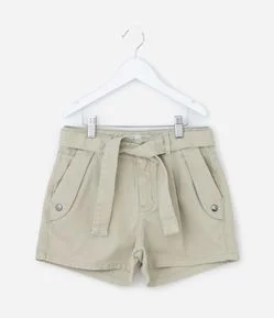 Short Infantil em Sarja com Faixa para Amarração - Tam 7 a 14 Anos