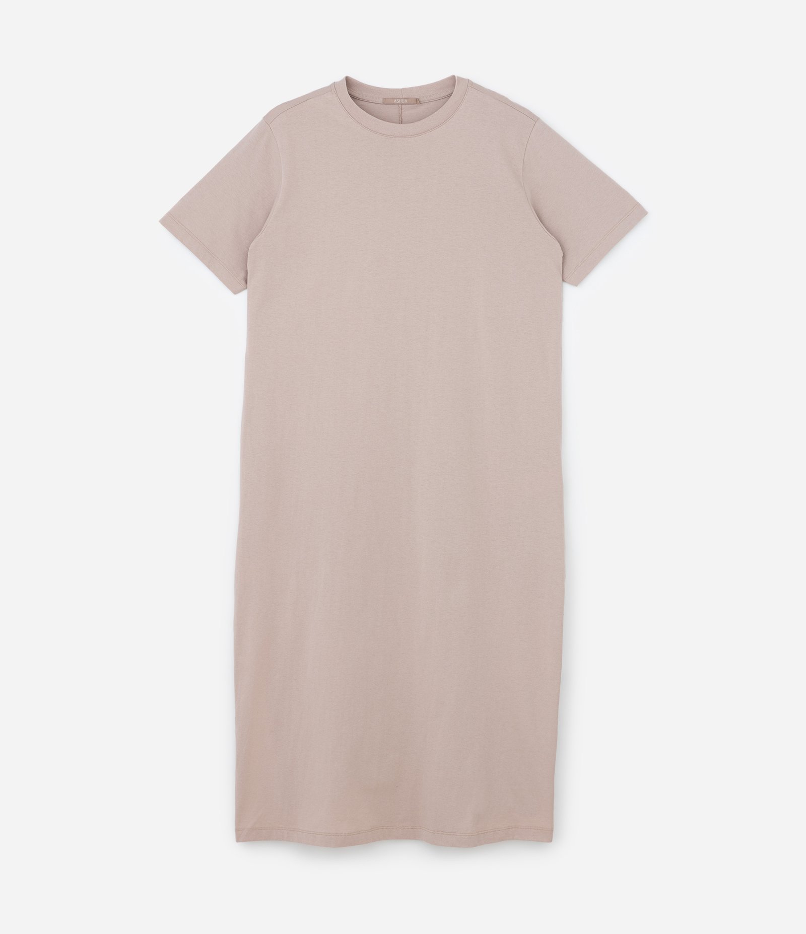 Vestido T-Shirt Midi em Malha Estonada Curve & Plus Size Bege 4