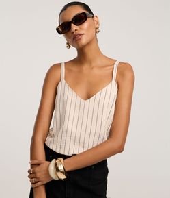 Blusa de Alça em Airflow com Listras Verticais de Fio Tinto