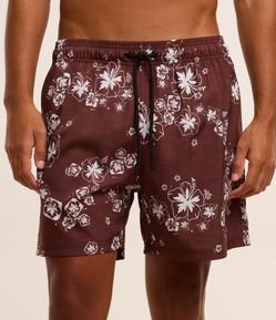 Bermuda de Banho em Microfibra com Estampa Floral