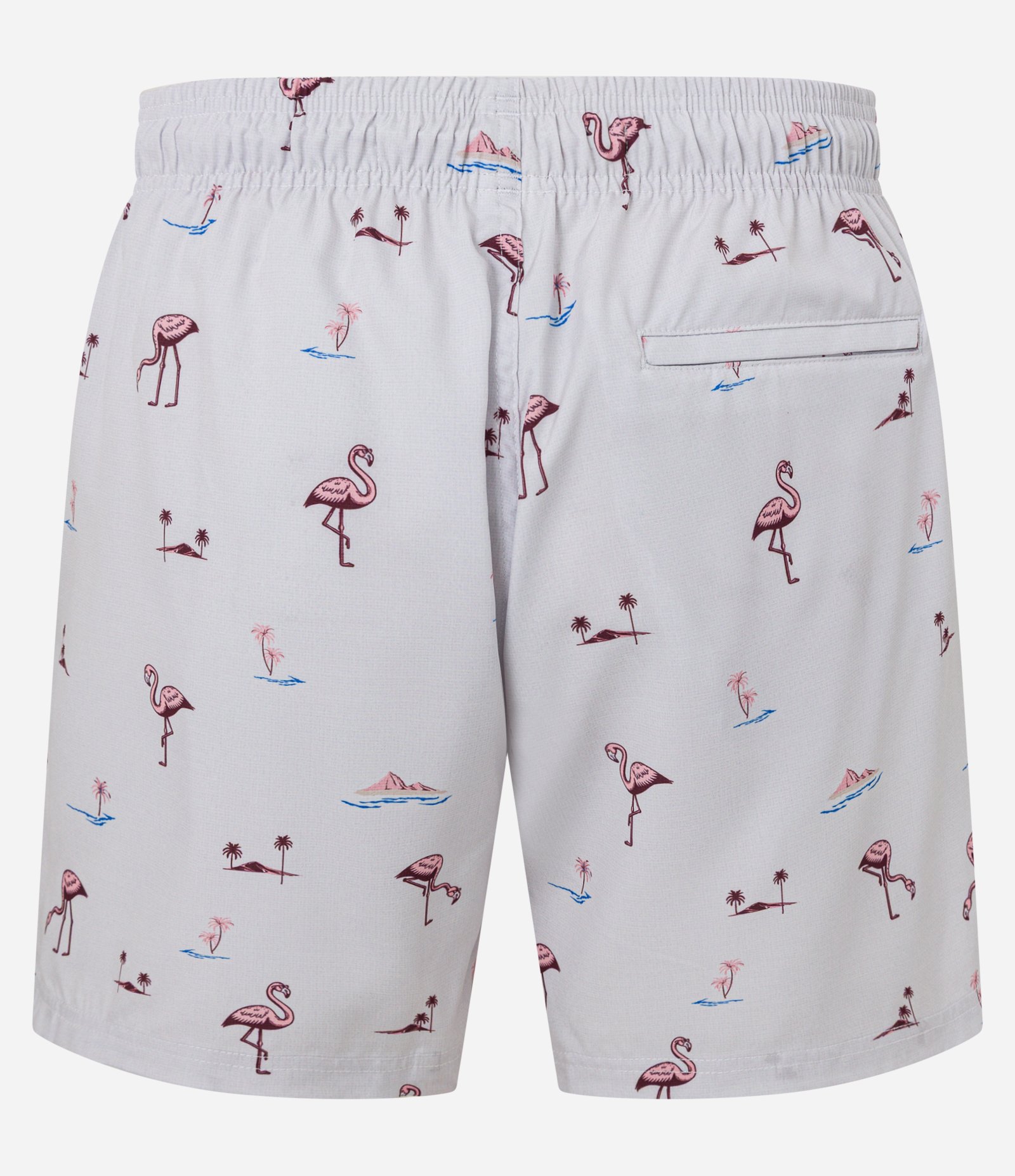 Bermuda de Banho em Microfibra com Estampa de Flamingos Branco 5
