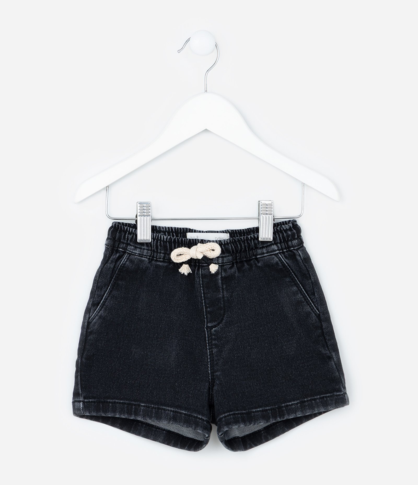 Bermuda Infantil Jeans com Amarração - Tam 1 a 5 Anos Preto 1
