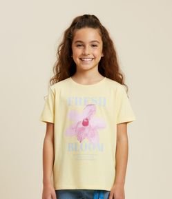 Camiseta Infantil com Estampa de Flor - Tam 5 a 14 Anos