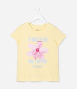 Camiseta Infantil com Estampa de Flor - Tam 5 a 14 Anos