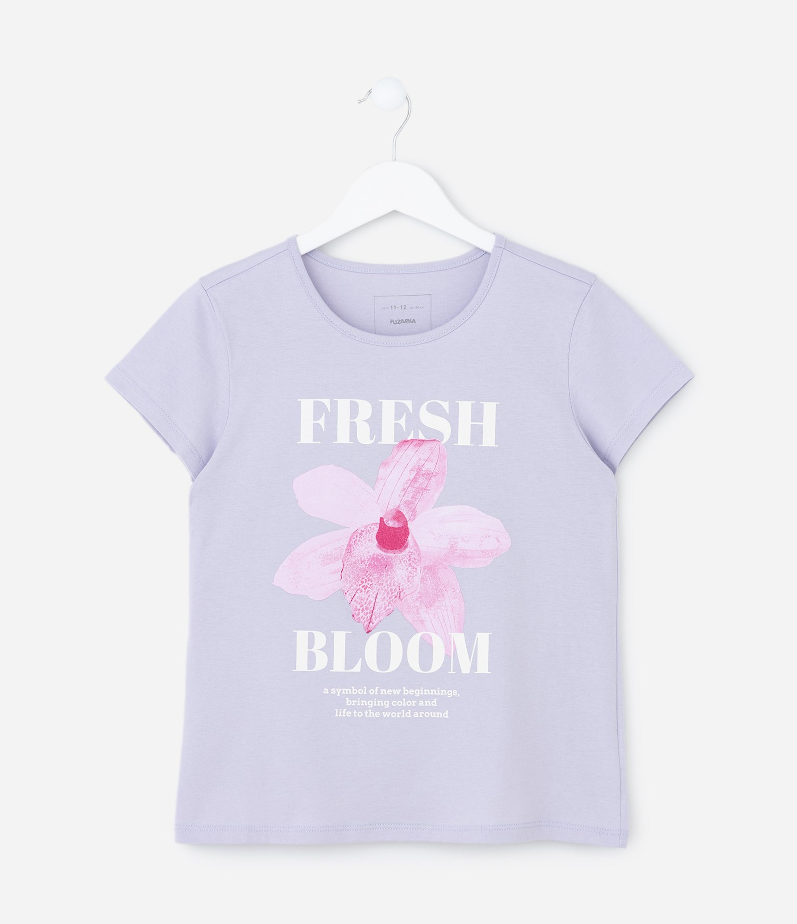 Camiseta Infantil com Estampa de Flor - Tam 5 a 14 Anos Roxo 2