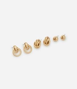 Kit 03 Brincos em Metal com Formato Nós