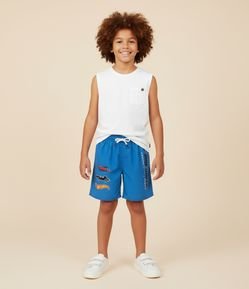 Bermuda Infantil em Microfibra com Estampa Hot Wheels - Tam 4 a 10 Anos