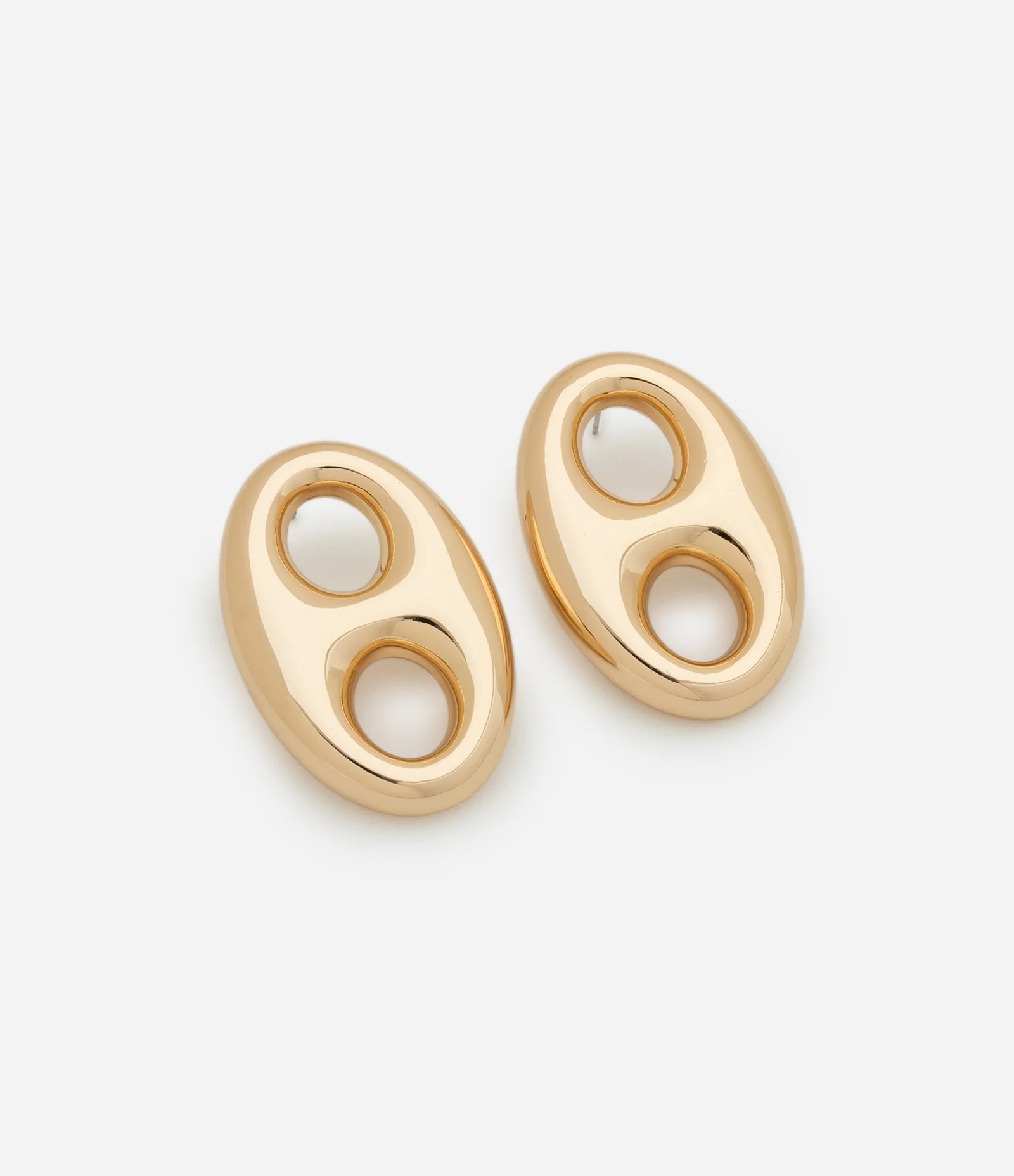 Brinco Médio em Plástico Bold com Elo Duplo Dourado 1