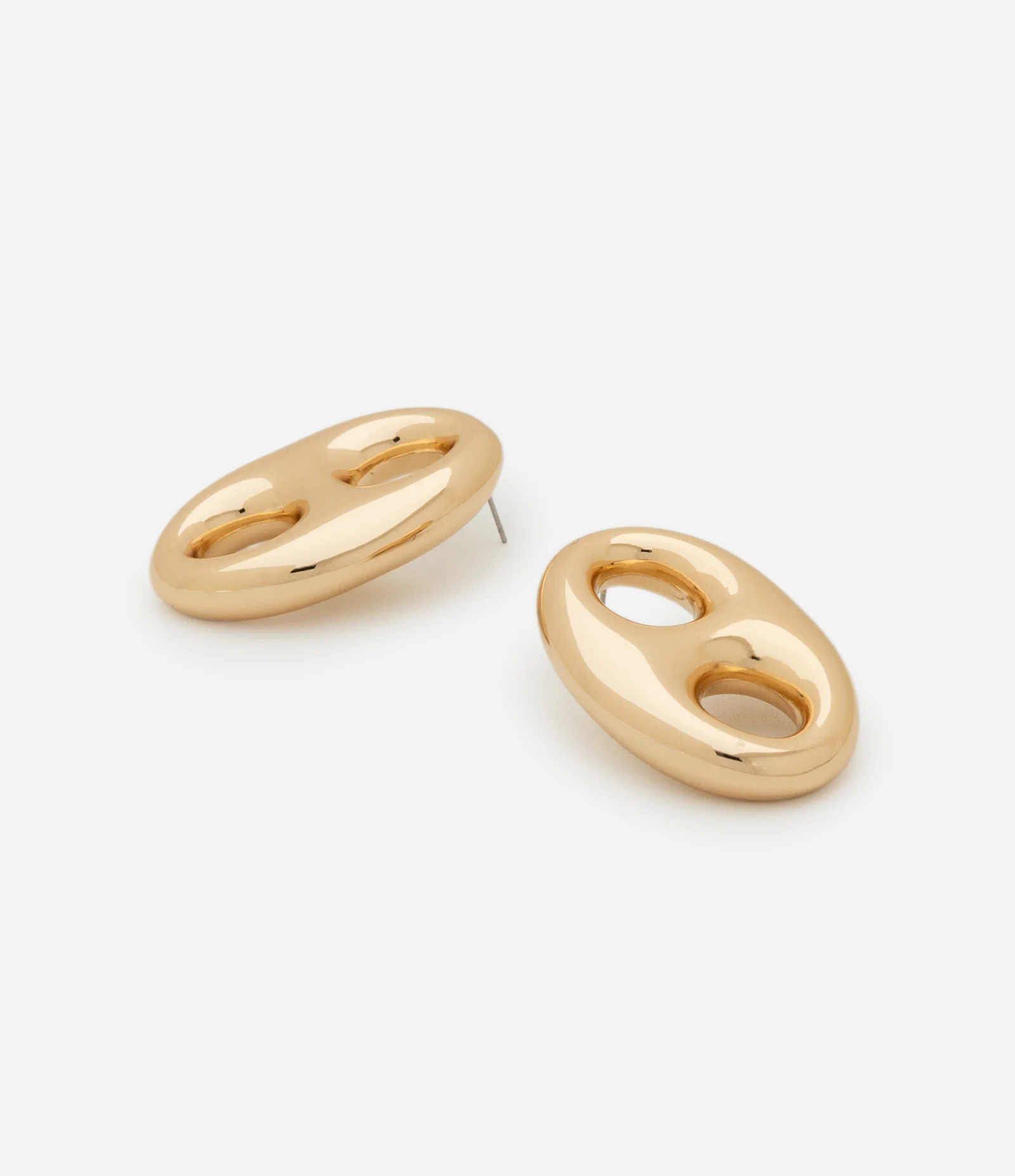 Brinco Médio em Plástico Bold com Elo Duplo Dourado 2