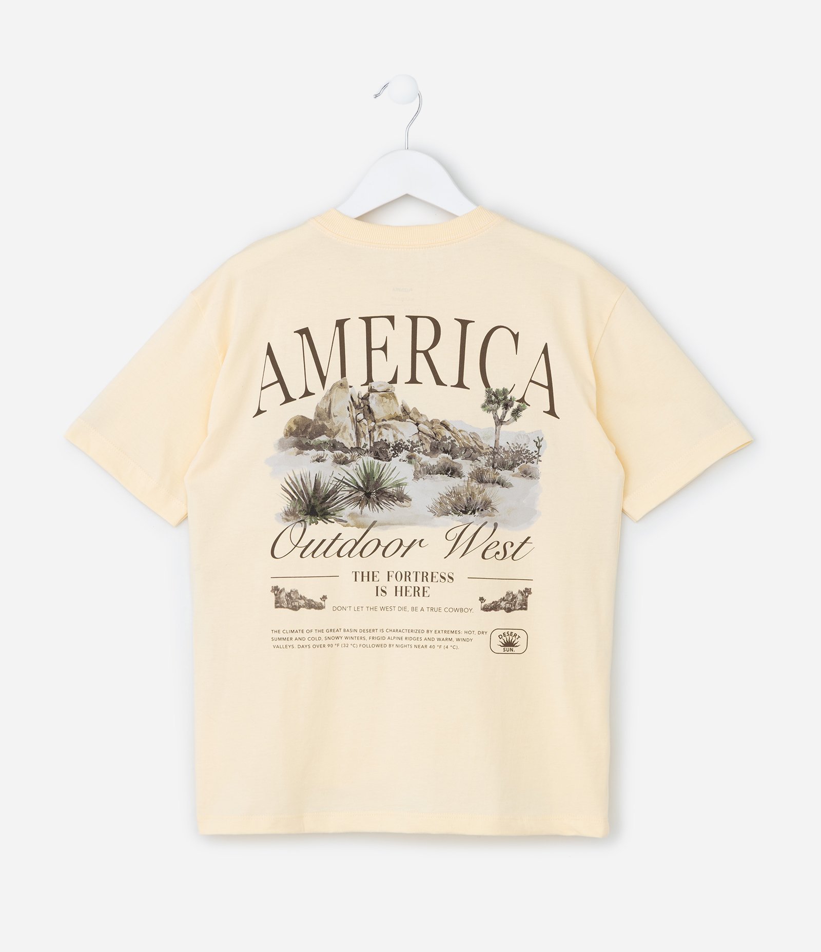 Camiseta Infantil com Estampa Frente e Costas América - Tam 5 a 14 Anos Bege 2