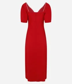 Vestido Long Midi em Viscolinho com Detalhe no Decote