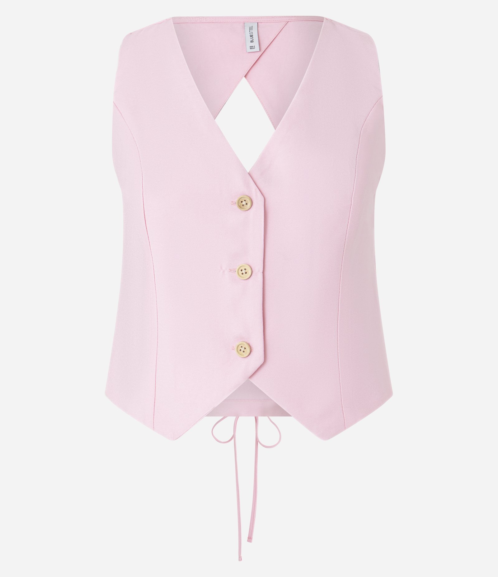 Colete em Viscose com Detalhe nas Costas Decote em V e Alfaiatado Rosa 7