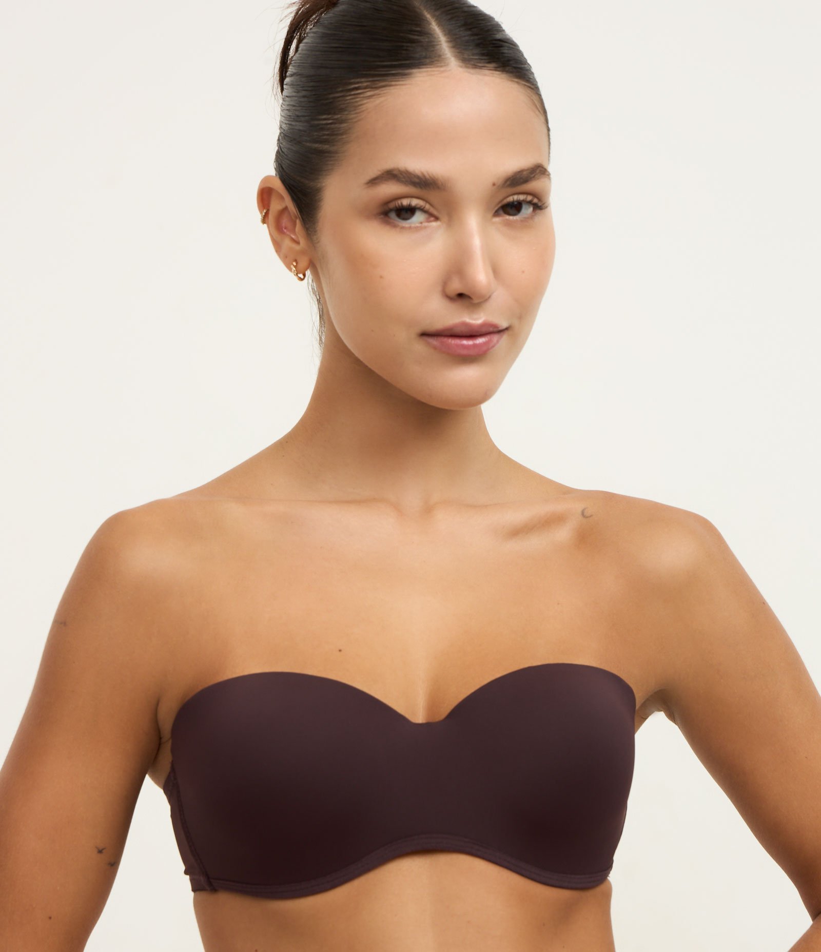 Sutiã Tomara que Caia em Poliamida com Bojo Oco e Alça Removível Marrom Escuro 5