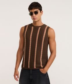 Regata em Tricô com Estampa Listrada