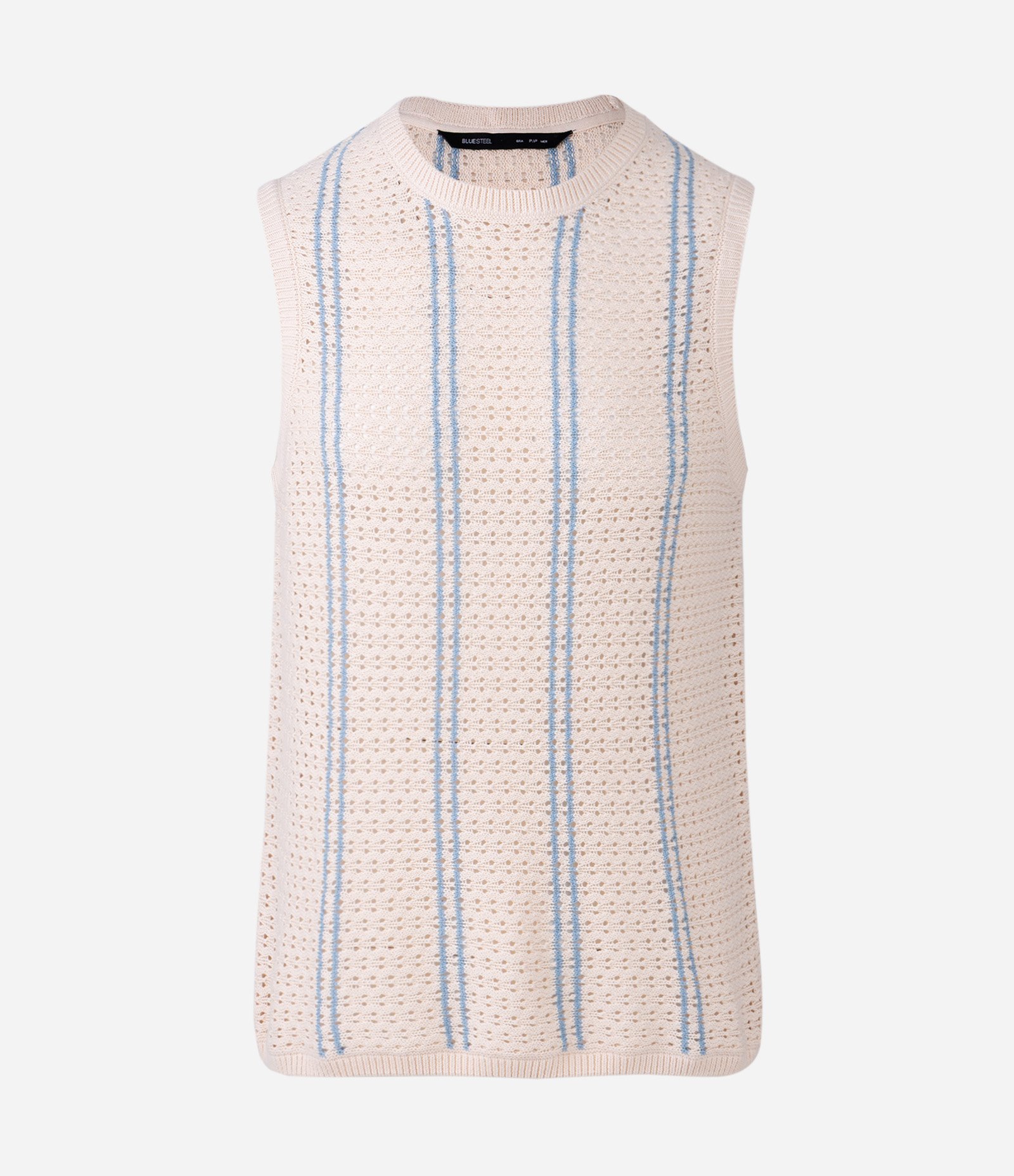 Regata em Tricô com Listras Verticais e Pontos Abertos Branco 5