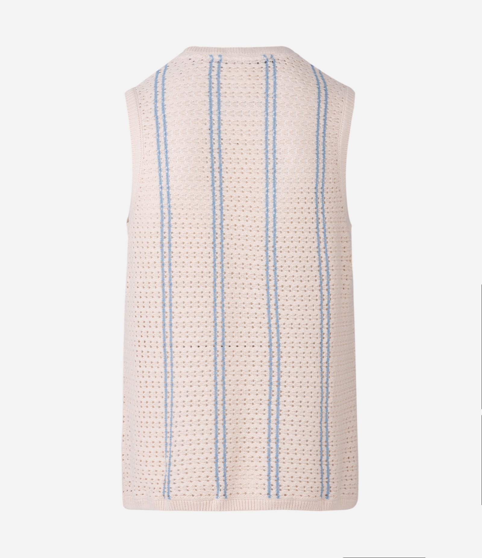 Regata em Tricô com Listras Verticais e Pontos Abertos Branco 6