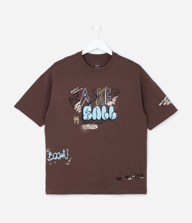 Camiseta Infantil com Lettering Grafitado - Tam 5 a 14  Anos