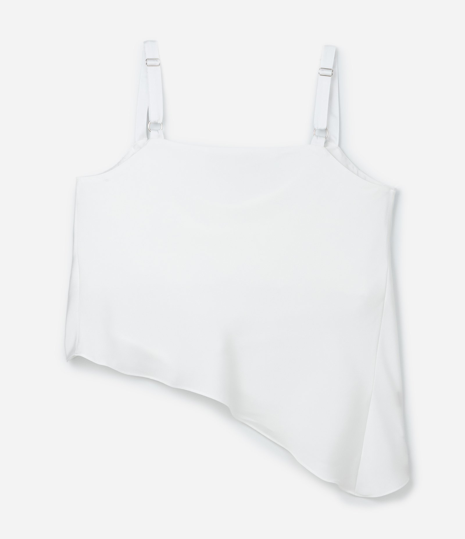 Blusa Acetinada com Decote Degagê e Barra Irregular Curve & Plus Size Branco 6