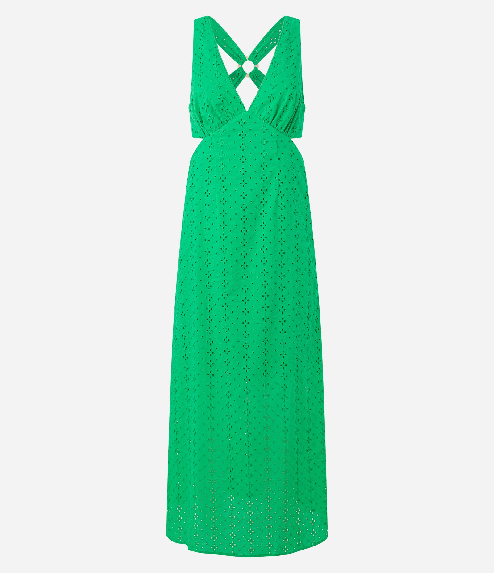 Vestido Midi com Frente Única e Tiras em X nas Costas com Aviamento Verde 6