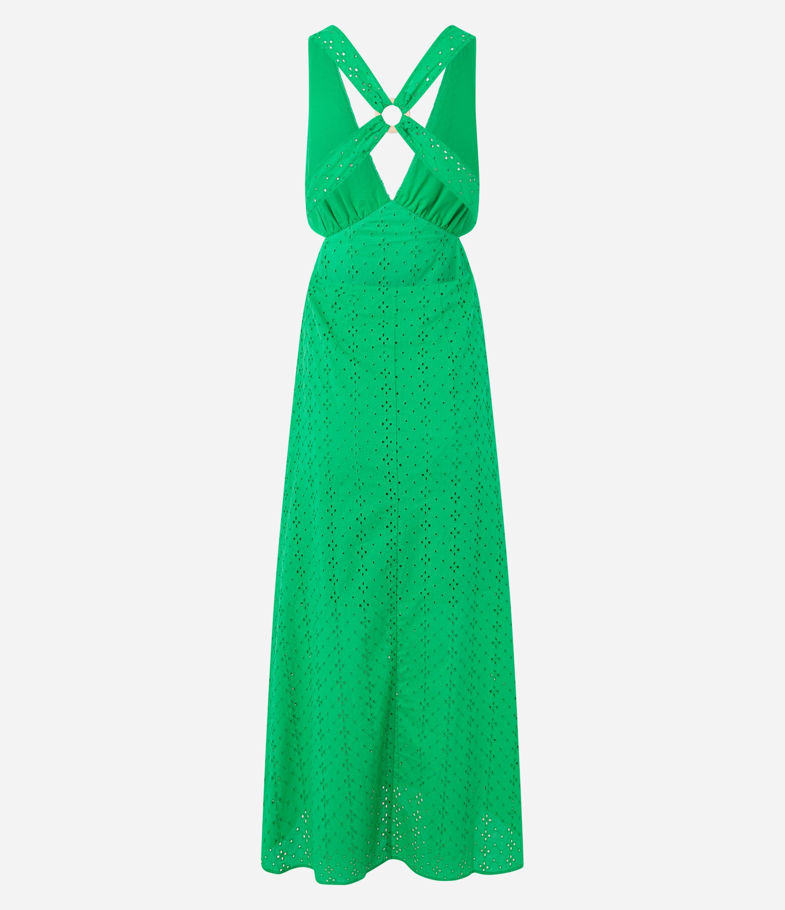 Vestido Midi com Frente Única e Tiras em X nas Costas com Aviamento Verde 8