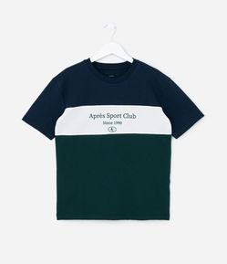 Camiseta Infantil Texturizada com Recorte Contrastante - Tam 5 a 14 Anos
