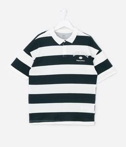 Camiseta Polo Infantil com Estampa Listrada - Tam 5 a 14 Anos