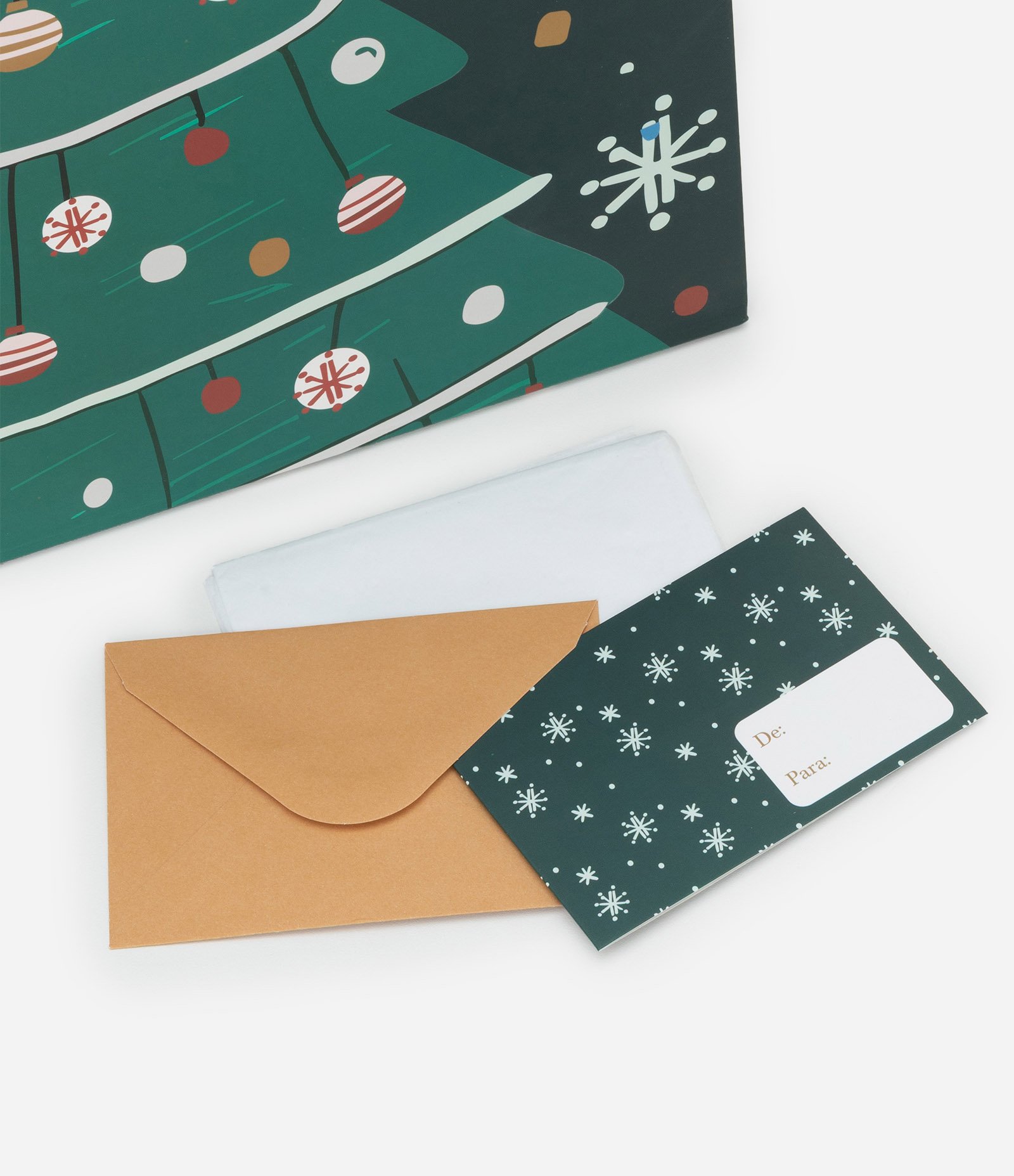 Embalagem de Presente Média com Estampa de Árvore de Natal Verde 3