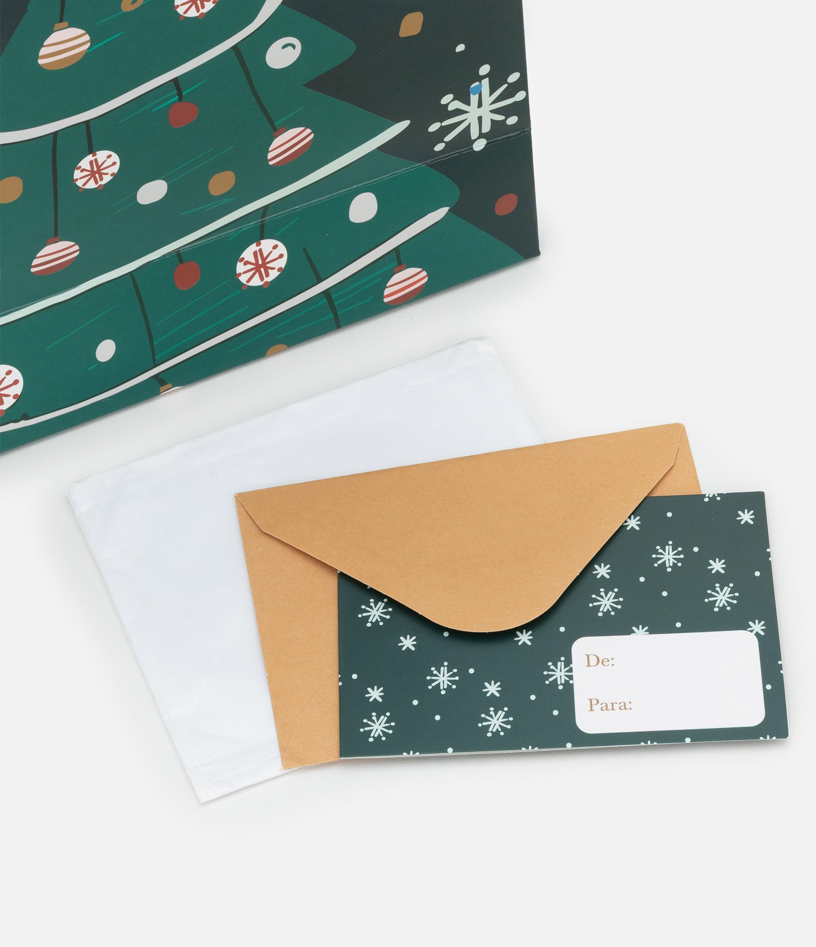 Embalagem de Presente Pequena com Estampa de Árvore de Natal Verde 3