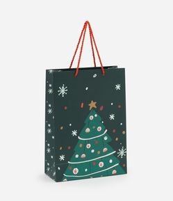 Embalagem de Presente Pequena com Estampa de Árvore de Natal