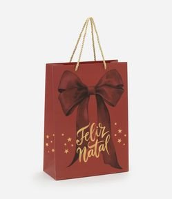 Embalagem de Presente Pequena com Estampa de Laço Feliz Natal com Foil