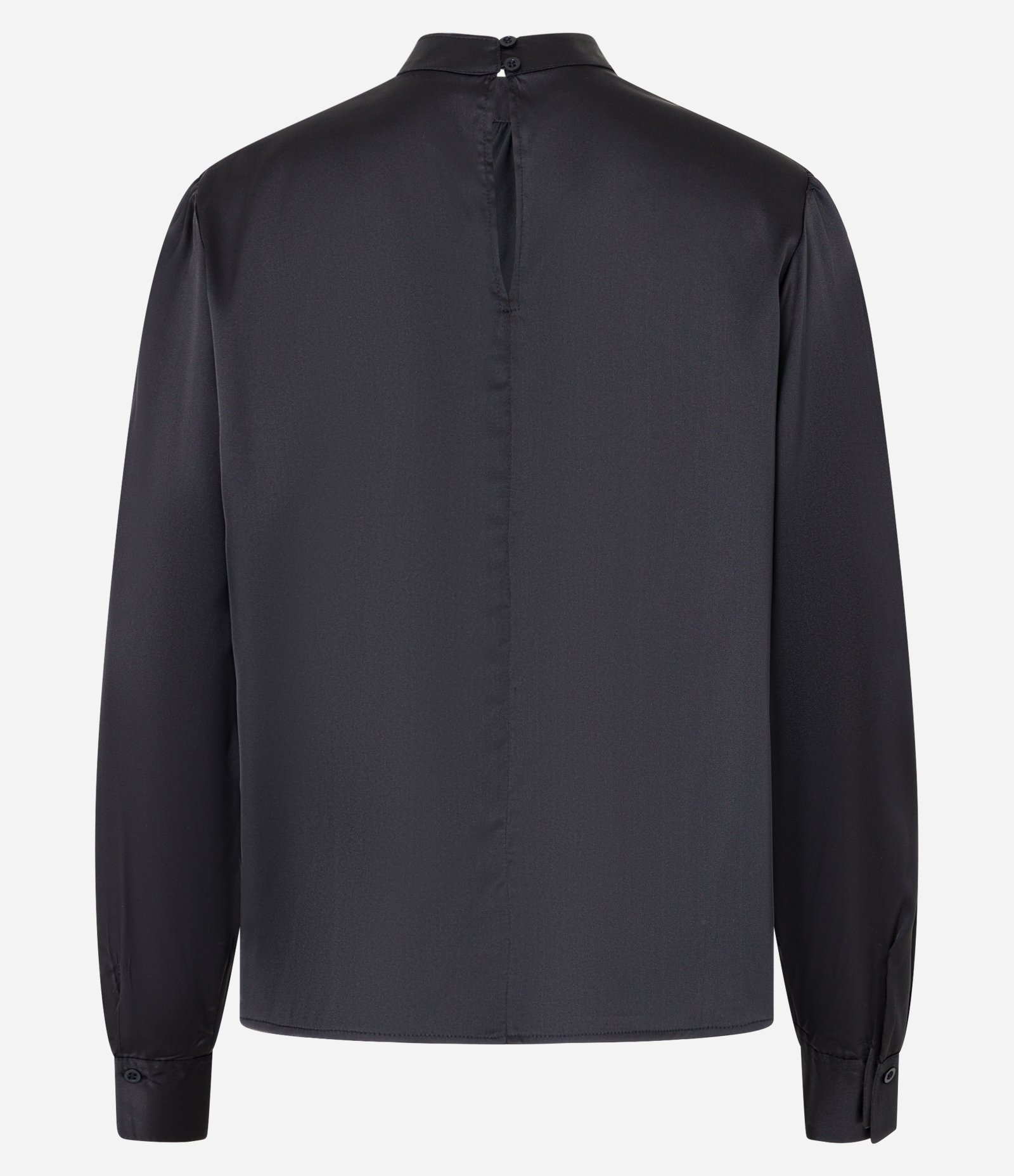 Blusa Acetinada com Gola Padre com Botão no Punho Preto 2