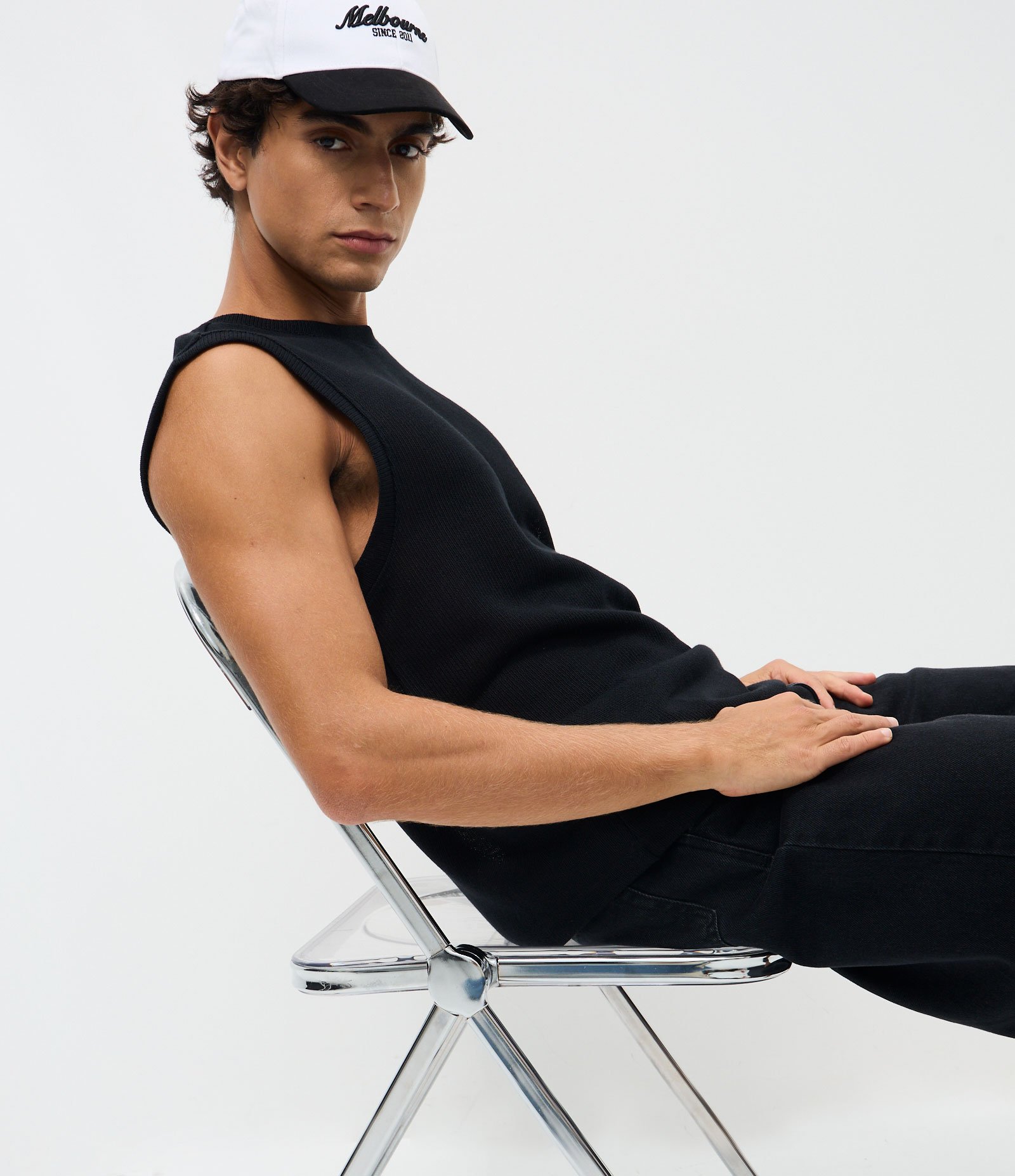 Regata Boxy Lisa com Efeito Tricô Preto 1